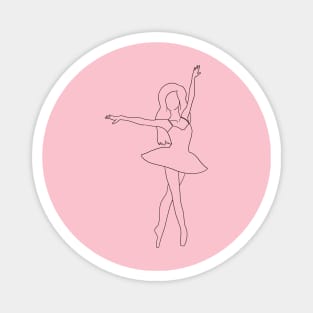 Pink Ballerina Line Art Magnet